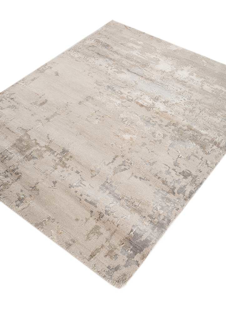 tattvam grey and black wool and bamboo silk hand knotted Rug - FoldShot